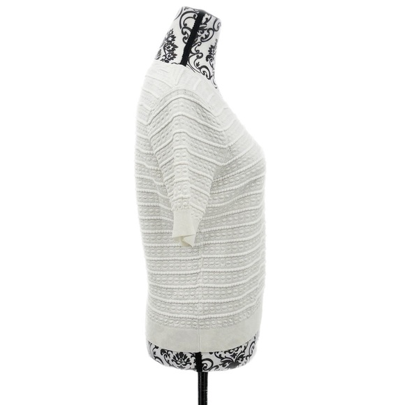 Rebecca Taylor Tech Lace Sweater White Textured Short Sleeve Crewneck Pullover - Picture 7 of 16
